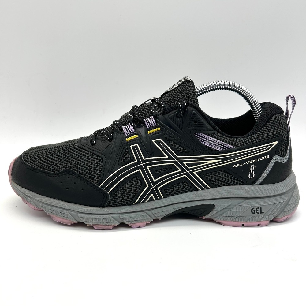 ASICS Gel-Venture 8 Shoes Women 9.5 Black Purple Trail Running Sneakers Gorpcore